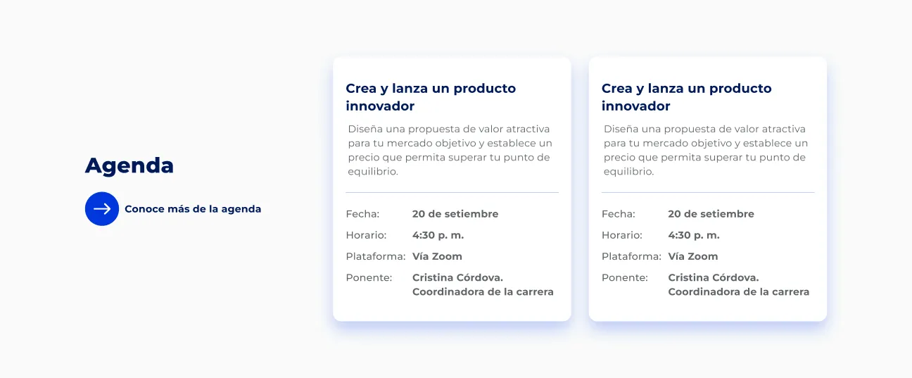 Componente Agenda - Variante 2 - Versión Desktop