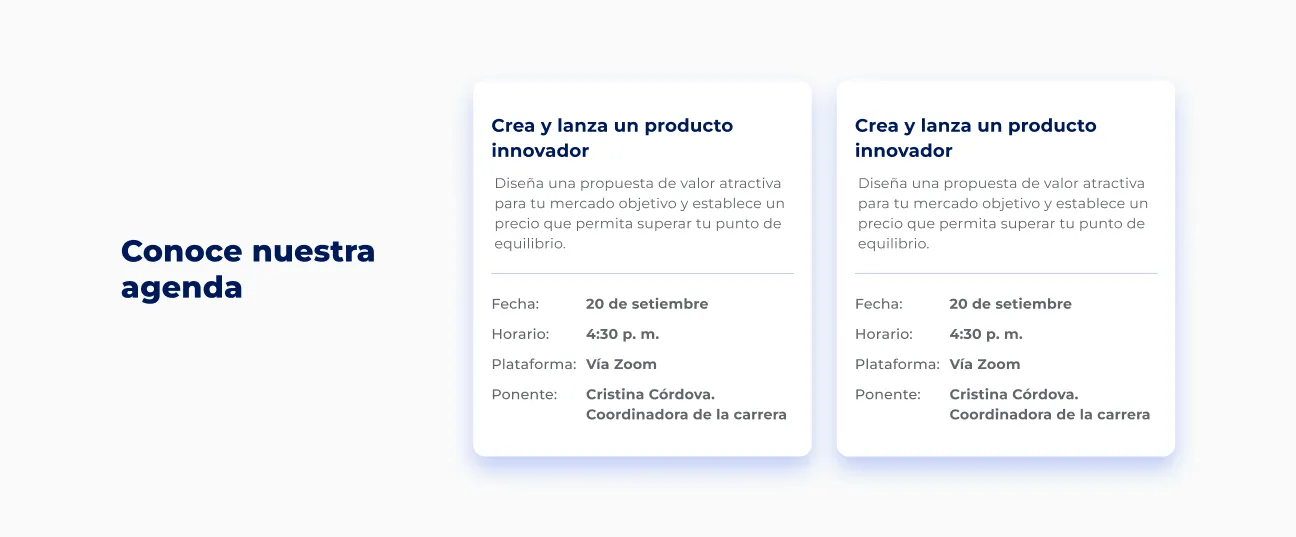 Componente Agenda - Variante 3 - Versión Desktop
