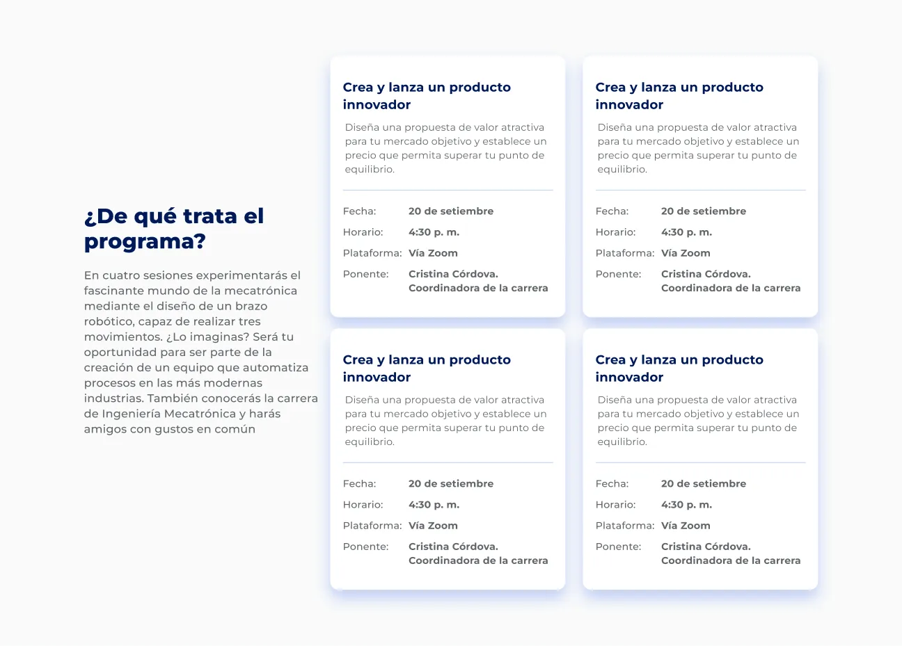 Componente Agenda - Variante 5 - Versión Desktop