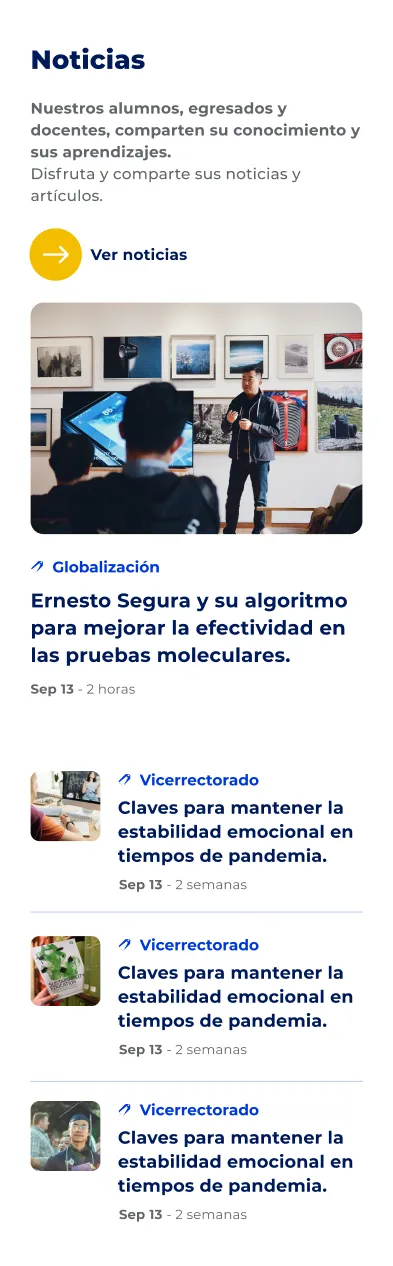 Componente Lista Resumen Noticias Artículos - Variante 1 - Versión Mobile