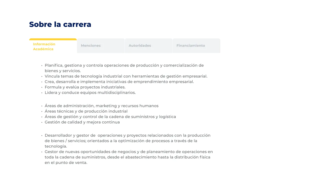 Componente Pestañas - Variante 2 - Versión Desktop