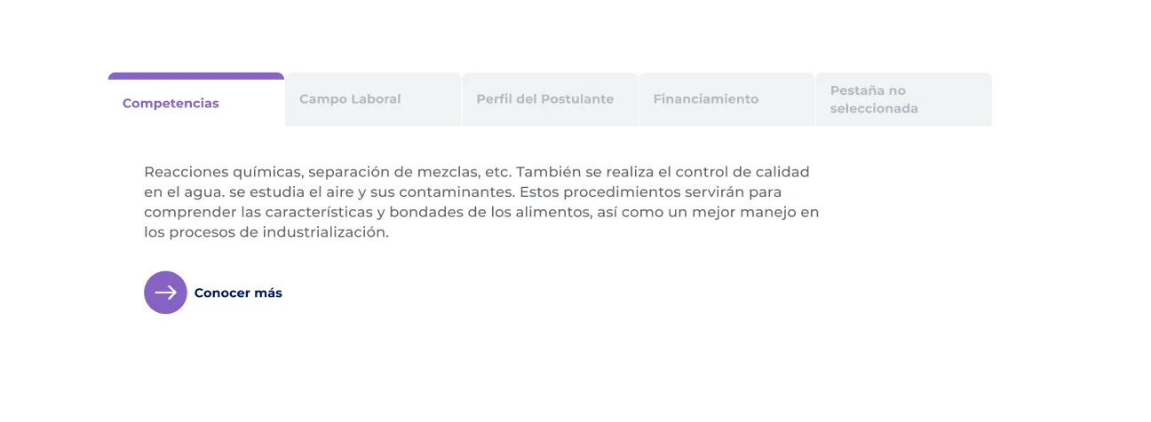 Componente Pestañas - Variante 3 - Versión Desktop