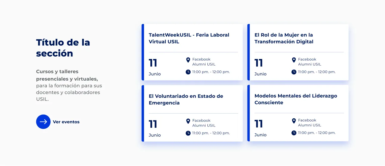 Componente Resumen de Eventos - Variante 1 - Versión Desktop